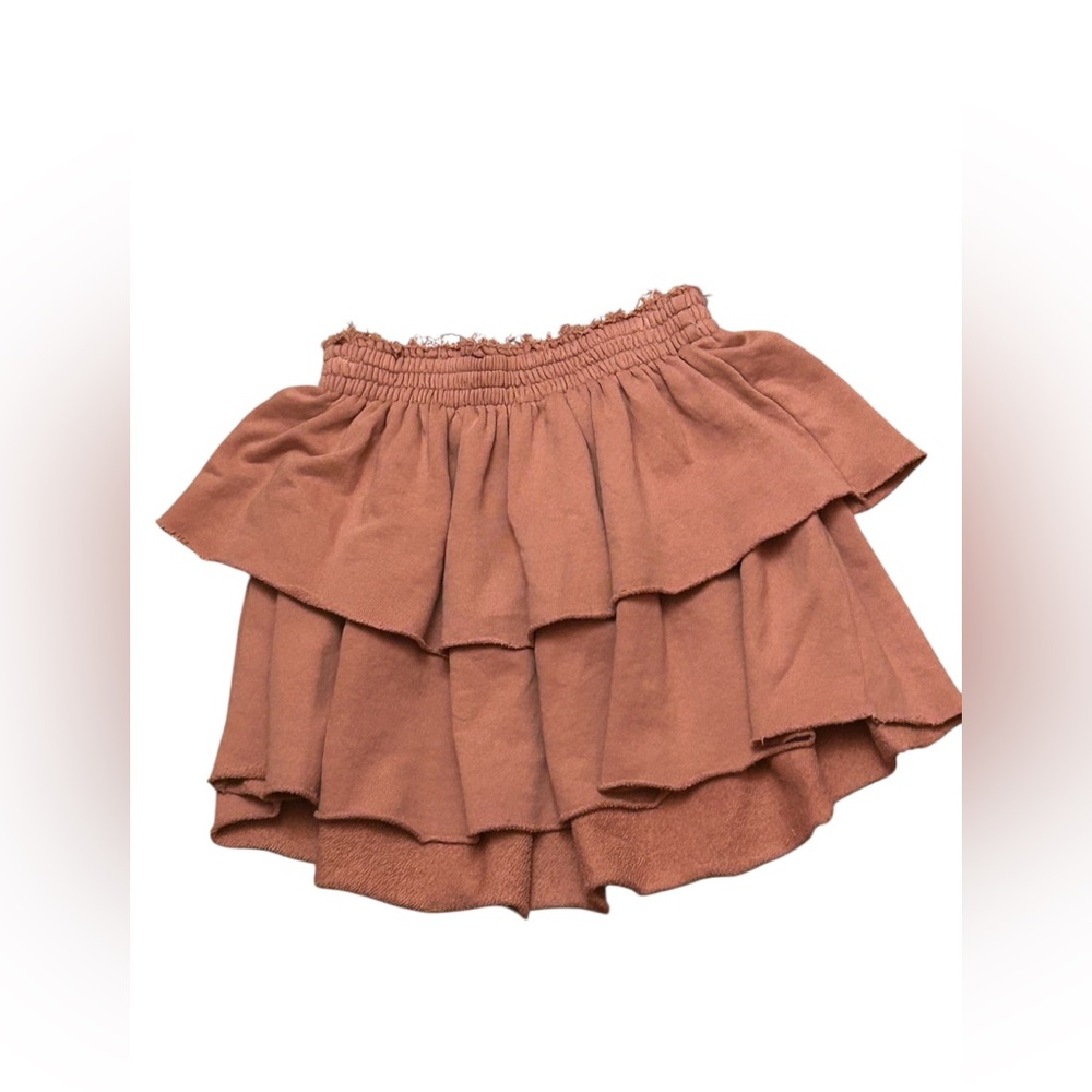 NWT Aerie Weekend Tiered Ruffle Mini Skirt Size Small Women's Terra Cotta Orange - Picture 4 of 8